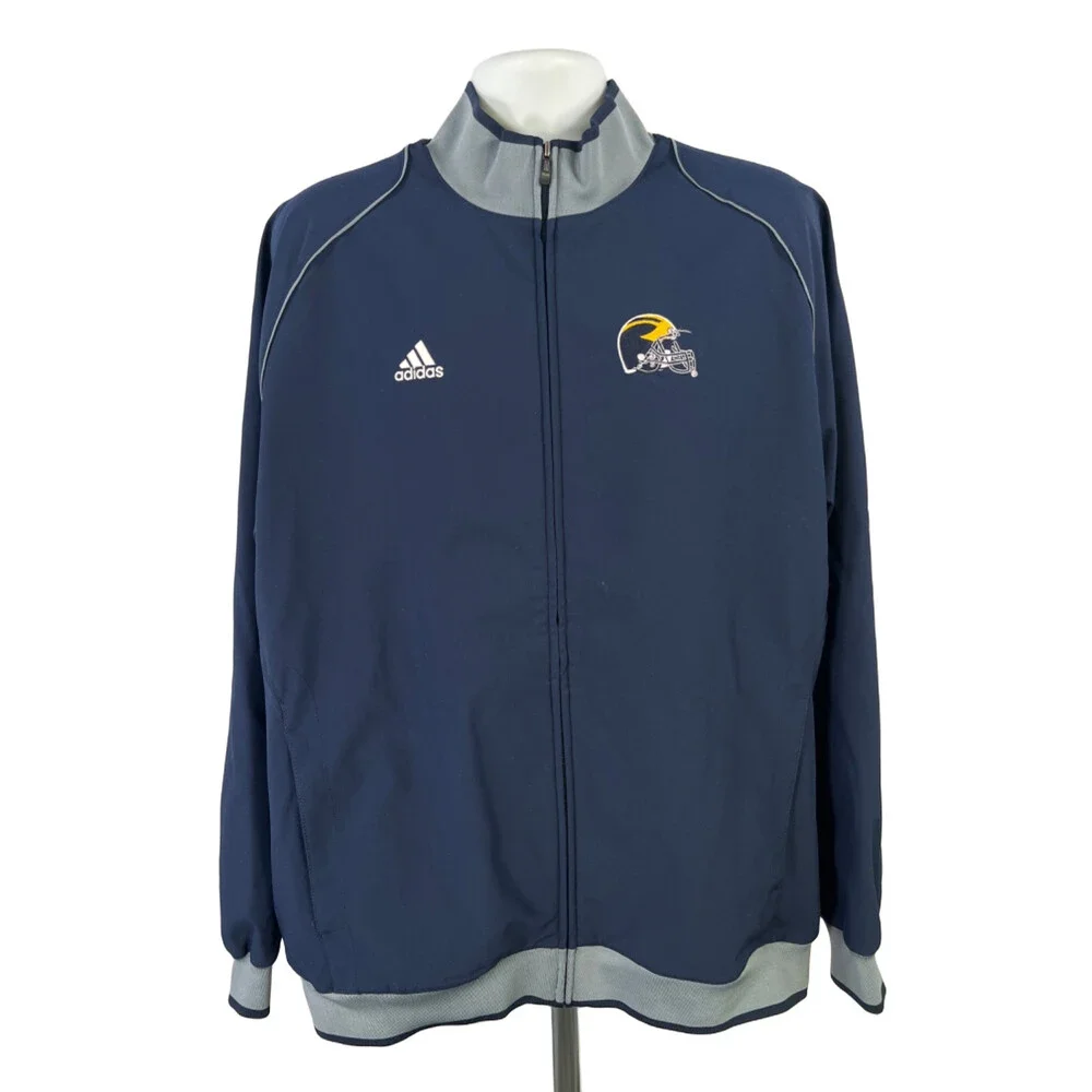 Adidas Men's Navy Blue Fleece University Of Michigan Long Sleeve Jacket - XL